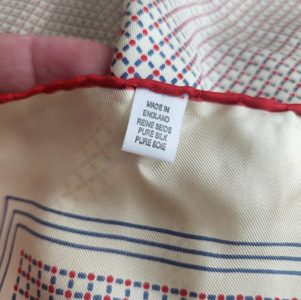 Turnbull & Asser Silk Scarf with Red and Cream Pattern